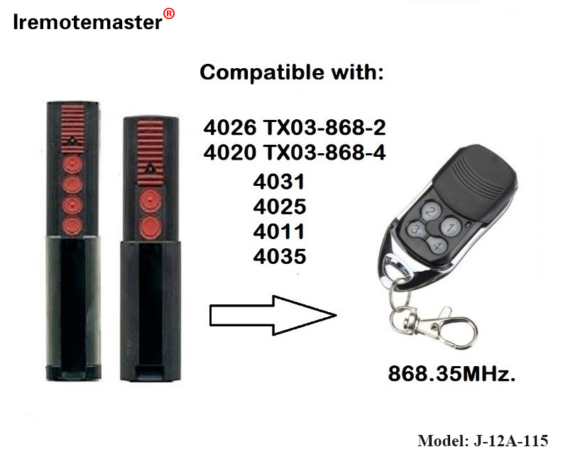 4020の場合4026TX03-868-4リモートコントロール868mhzTX03-8-4ローリングコード